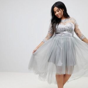 Chi Chi London Gray Formal Dress Modcloth